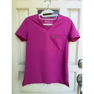 FIGS Technical Collection Women's V Neck Scrub Top‎ Pink PO 2326 Size XXS